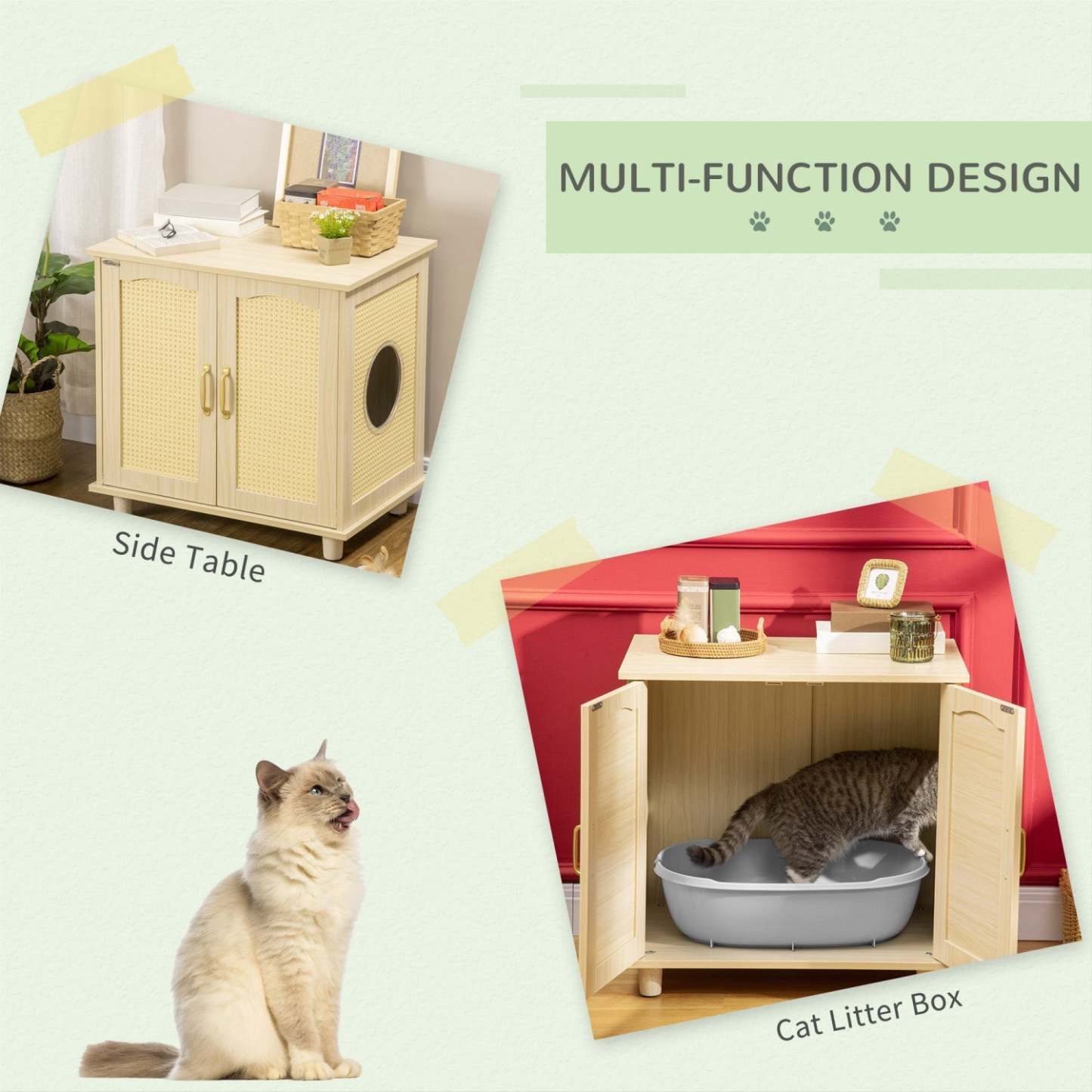 Pawhut Bac À Litière Pour Chat Avec Coussin Souple, Banc De Rangement, Table D'Extrémité Avec