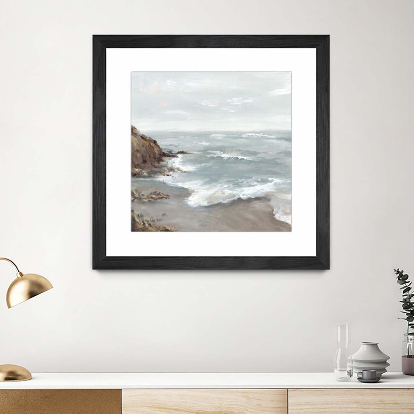 Beautiful Bay Matted and Framed Black 36x36 Wall Art|Œuvre d’art murale encadrée noire et mate « Beautiful Bay » 36 x 36