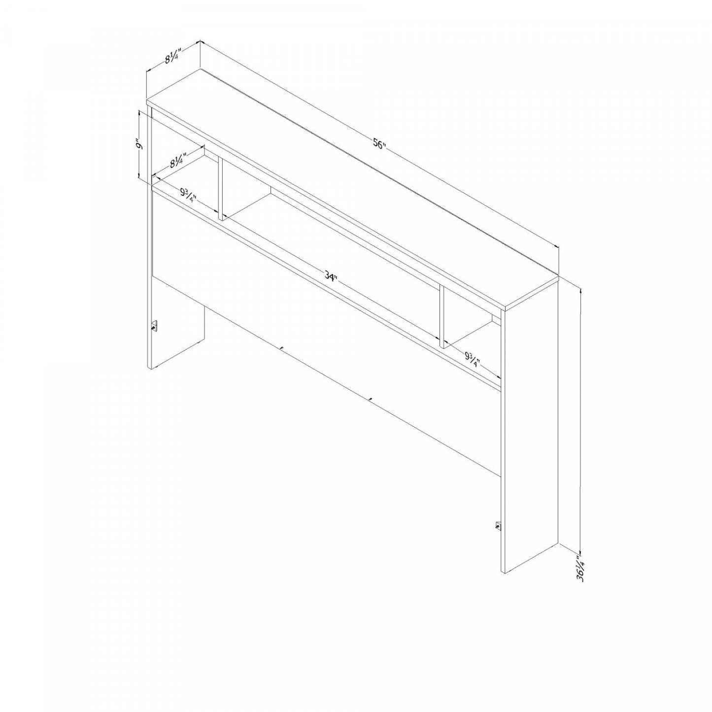 Tête de lit bibliothèque avec rangement Spark - Noir pur | Spark Tete De Lit Bibliotheque - Noir Solide