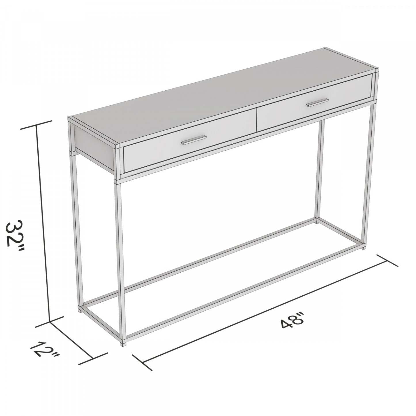 Table console moderne 48" avec 2 tiroirs - Taupe foncé avec métal noir | Console moderne de 48 po avec 2 tiroirs - taupe foncé avec métal noir