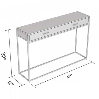Table console moderne 48" avec 2 tiroirs - Taupe foncé avec métal noir | Console moderne de 48 po avec 2 tiroirs - taupe foncé avec métal noir