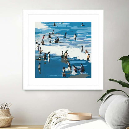 Surf's Up Matted and Framed White 36x36 Wall Art|Œuvre d'art murale encadrée blanche et mate « Surf's Up » 36 x 36