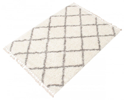 Carpette à poil long Helma Diamond crème 3 pi 11 po x 5 pi 11 po|D86F75LO