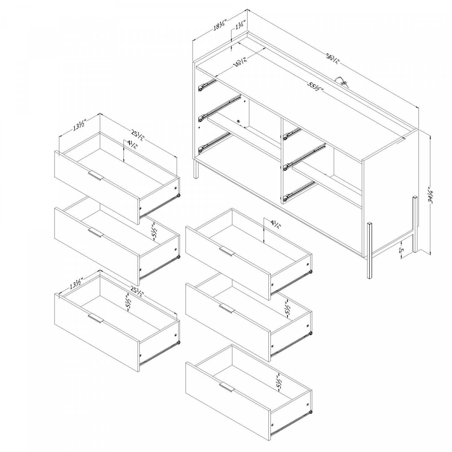 Commode double 6 tiroirs Milton - Chêne Nordik|Commode double Milton à 6 tiroirs - chêne nordique