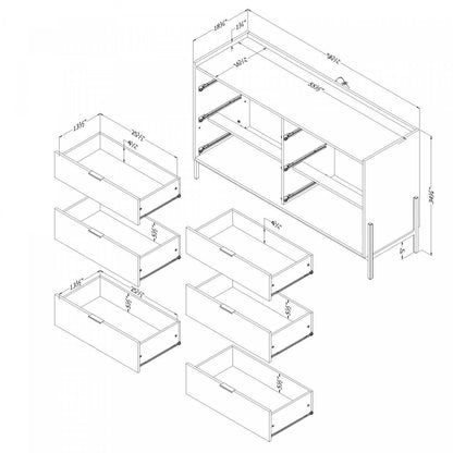 Commode double 6 tiroirs Milton - Chêne Nordik|Commode double Milton à 6 tiroirs - chêne nordique