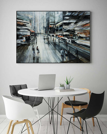 Rush Canvas Framed Black 36x24 Wall Art|Œuvre d'art murale sur toile encadrée noire « Rush » 36 x 24