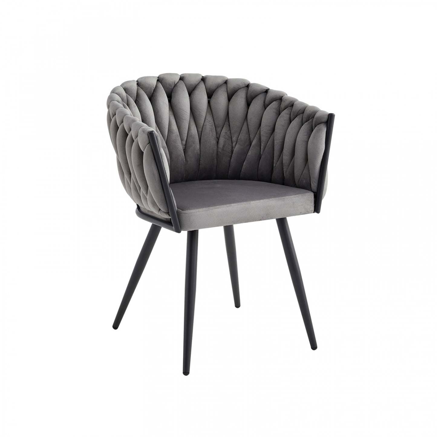 Chaise de salle à manger avec accoudoirs Hildy en velours gris foncé (ensemble de 2) | Fauteuil de salle à manger Hildy Accent, velours gris foncé (ensemble de 2)