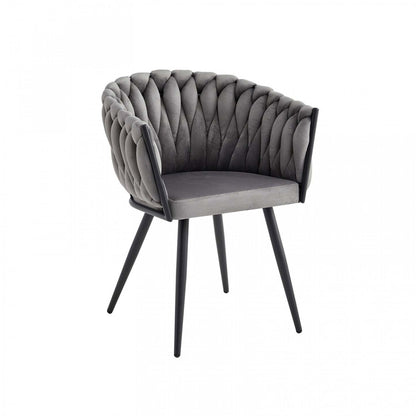 Chaise de salle à manger avec accoudoirs Hildy en velours gris foncé (ensemble de 2) | Fauteuil de salle à manger Hildy Accent, velours gris foncé (ensemble de 2)