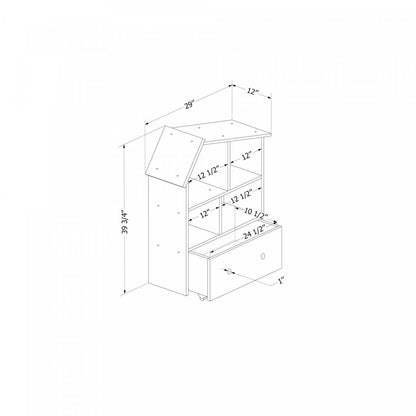 Bibliothèque en forme de maison Sweedi avec bac de rangement - Bois naturel | Bibliothèque en forme de maison Sweedi avec bac de rangement - bois naturel | D83G5803