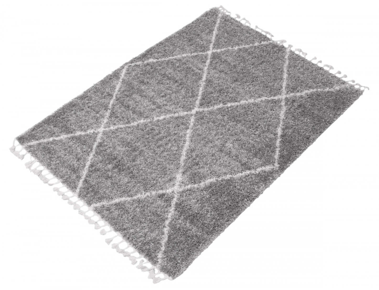 Helma Losange Gris Clair Shag 6'7 X 9'6 Area Rug|Carpette à poil long Helma Losange gris clair 6 pi 7 po x 9 pi 6 po|D86FWZ63