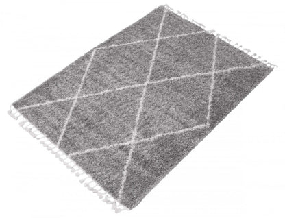 Helma Losange Gris Clair Shag 6'7 X 9'6 Area Rug|Carpette à poil long Helma Losange gris clair 6 pi 7 po x 9 pi 6 po|D86FWZ63