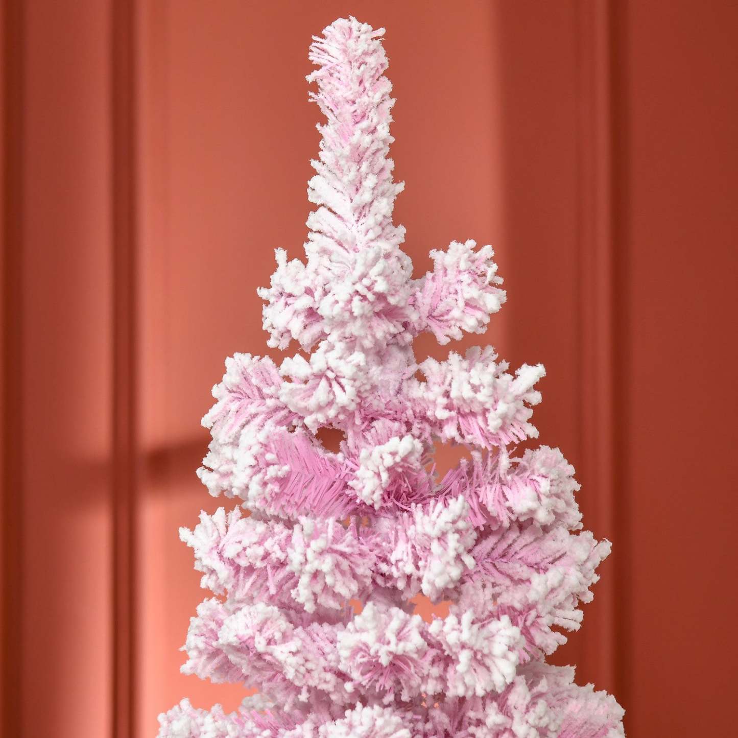 Homcom Arbre De Noël Artificiel Floqué De Neige Avec Base En Acier Rose | Homcom Arbre De Noël Artificiel Floqué De Neige De 6 Pieds