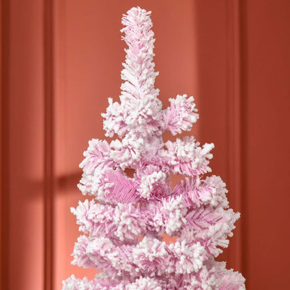 Homcom Arbre De Noël Artificiel Floqué De Neige Avec Base En Acier Rose | Homcom Arbre De Noël Artificiel Floqué De Neige De 6 Pieds