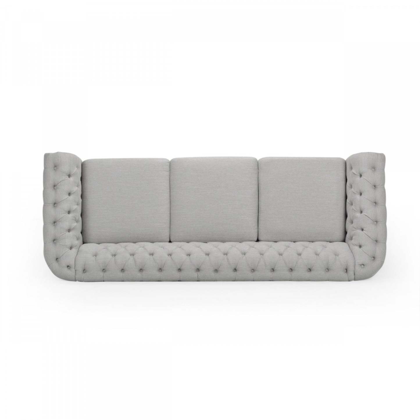 Canapé 3 places en tissu Colin avec dossier capitonné et garniture cloutée - Gris | Canapé 3 Places Colin En Tissu Avec Dossier Capitonné Et Garniture De Clous - Gris