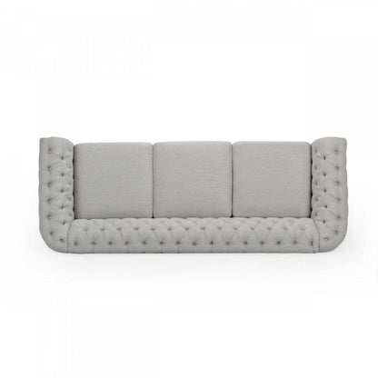 Canapé 3 places en tissu Colin avec dossier capitonné et garniture cloutée - Gris | Canapé 3 Places Colin En Tissu Avec Dossier Capitonné Et Garniture De Clous - Gris