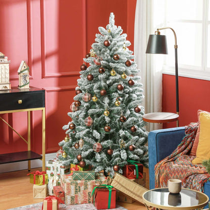 Homcom Arbre de Noël artificiel floqué de 5 pieds avec support en métal, pointes articulées|Homcom Arbre de Noël Artificiel Flocé de 5 Pieds avec Pied en Métal