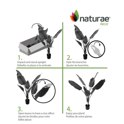 Artificiel 45 Oiseau De Paradis Intérieur Et Extérieur En Pot Noir | Oiseau du paradis artificiel de 45 po pour l'intérieur et l'extérieur en pot noir | D10H2BQ9