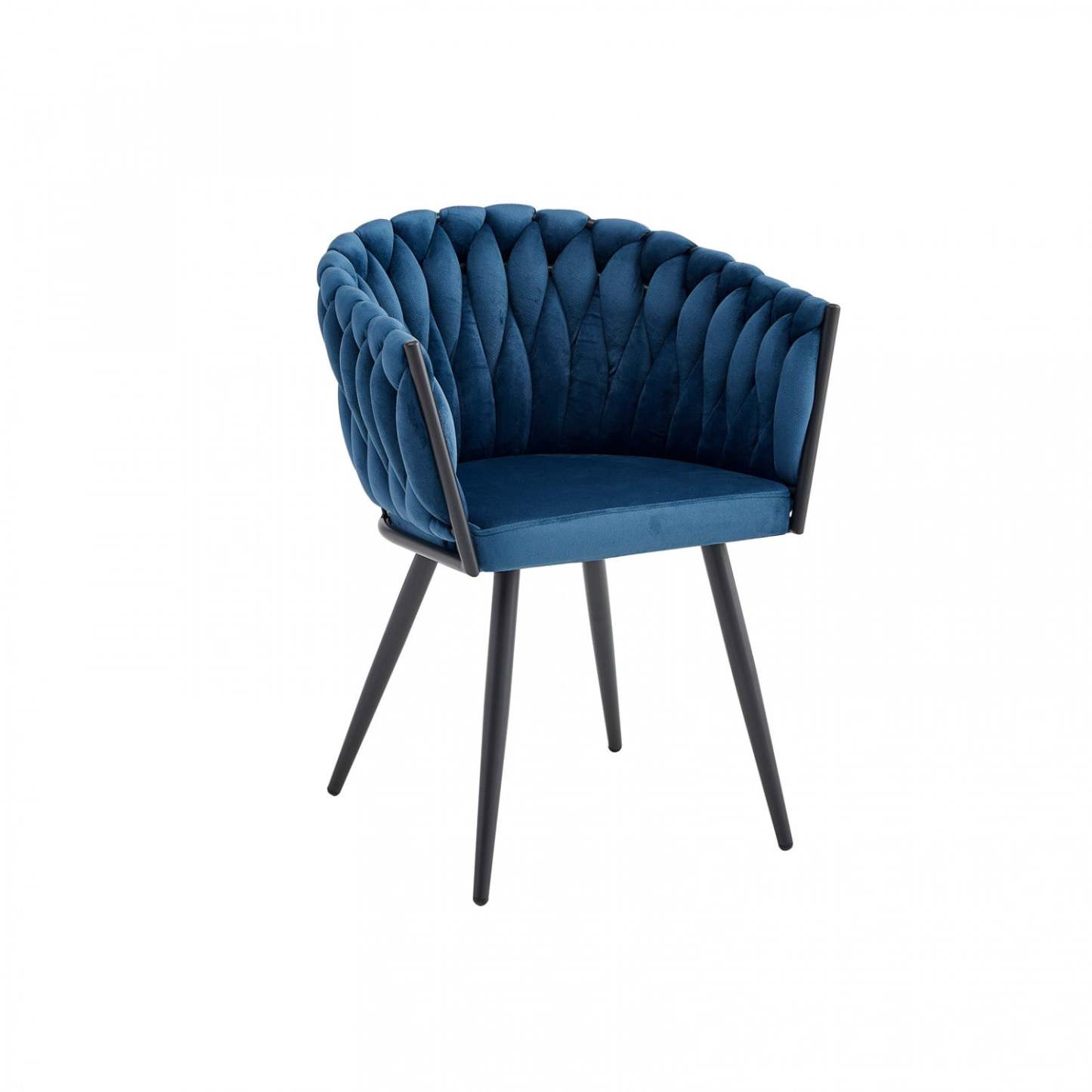 Fauteuil de salle à manger Hildy Accent, velours bleu (lot de 2) | Chaise de salle à manger avec accoudoirs Hildy en velours bleu (ensemble de 2)