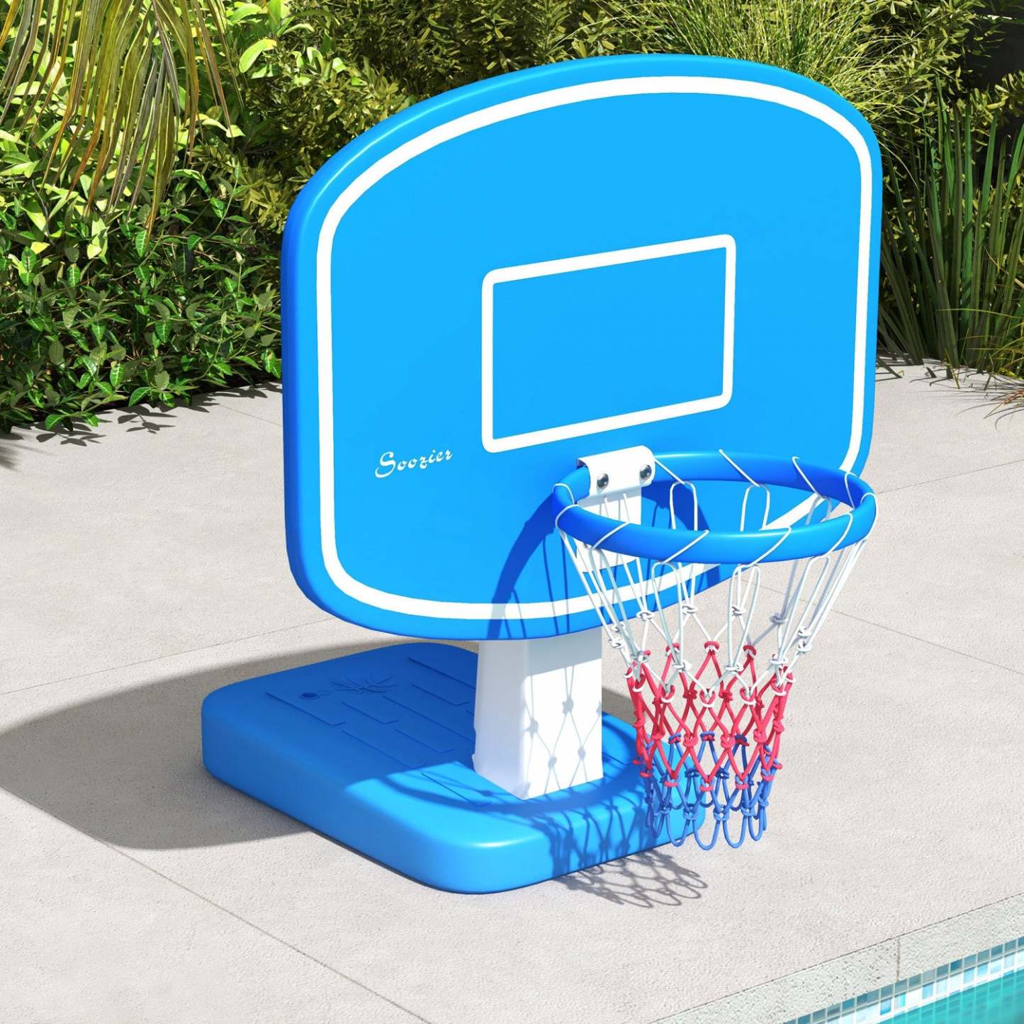 Soozier 2-en-1 Ensemble de Jeu de Basketball et de Volleyball de Piscine avec Base Remplissable