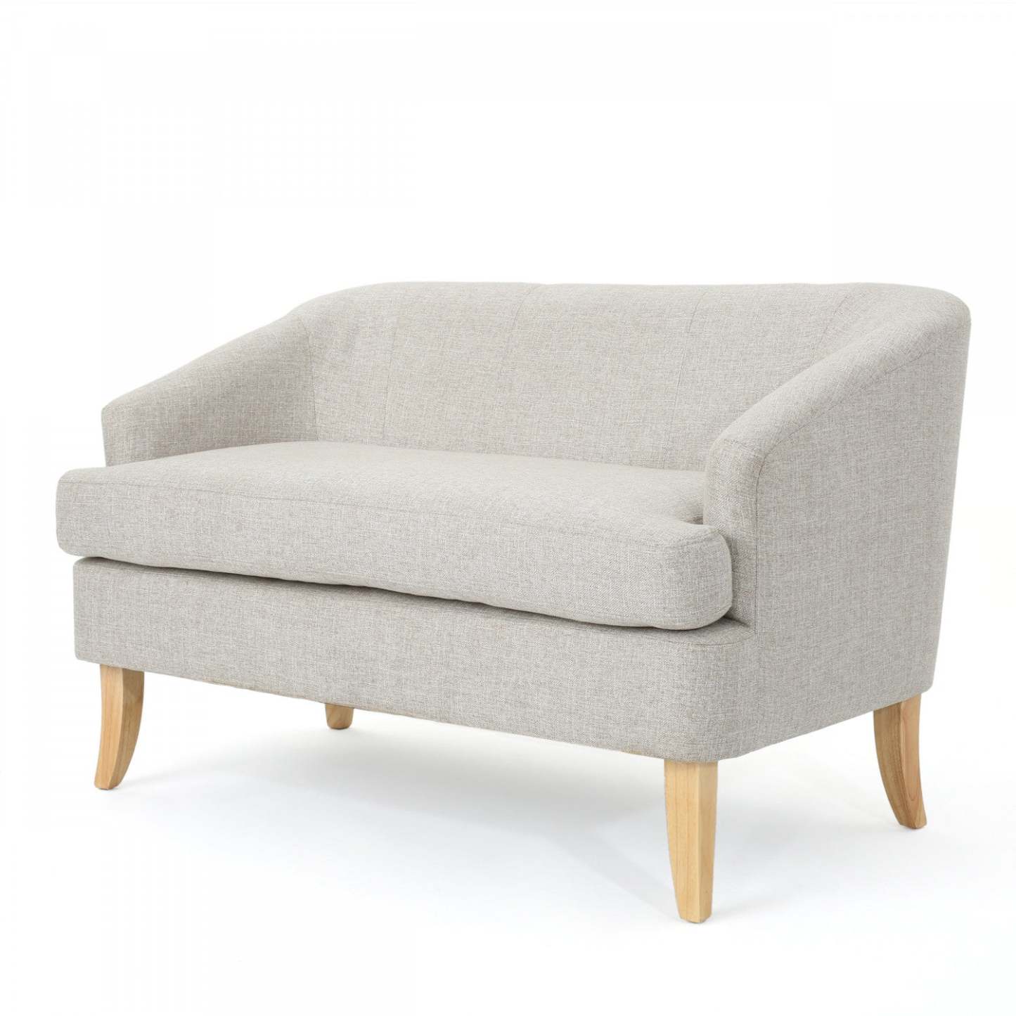 Zona Linen-look Fabric Loveseat With Flared Wood Legs - Beige | Causeuse Zona En Tissu aspect lin Avec Pattes Évasées En Bois - Beige