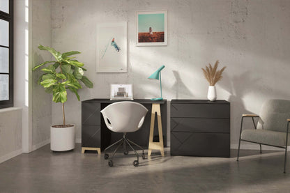 Bureau à 2 tiroirs Nordika Atypik - Noir | Bureau Atypik Nordika à 2 tiroirs - noir | D08H5671