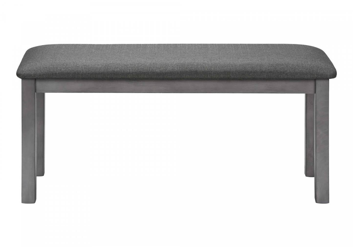 Banc rectangulaire bois tissu salle à manger cuisine entrée gris transitionnel|Banc rectangulaire gris en bois et en tissu de style transitionnel pour la salle à manger, la cuisine et l'entrée