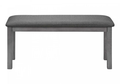 Banc rectangulaire bois tissu salle à manger cuisine entrée gris transitionnel|Banc rectangulaire gris en bois et en tissu de style transitionnel pour la salle à manger, la cuisine et l'entrée