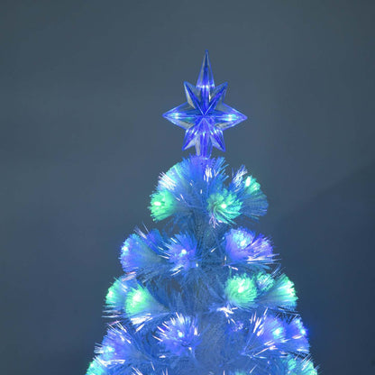Homcom Arbre De Noël Pré-illuminé À Fibre Optique Artificielle De 6 Pieds Avec 220 Lumières LED Et Pointes De Branche