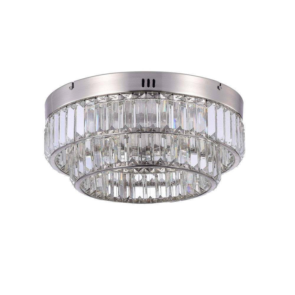 Stella Two-Tier LED Satin Nickel Flush Mount|Plafonnier affleuré à 2 niveaux Stella nickel satiné à DEL|D06HANS9