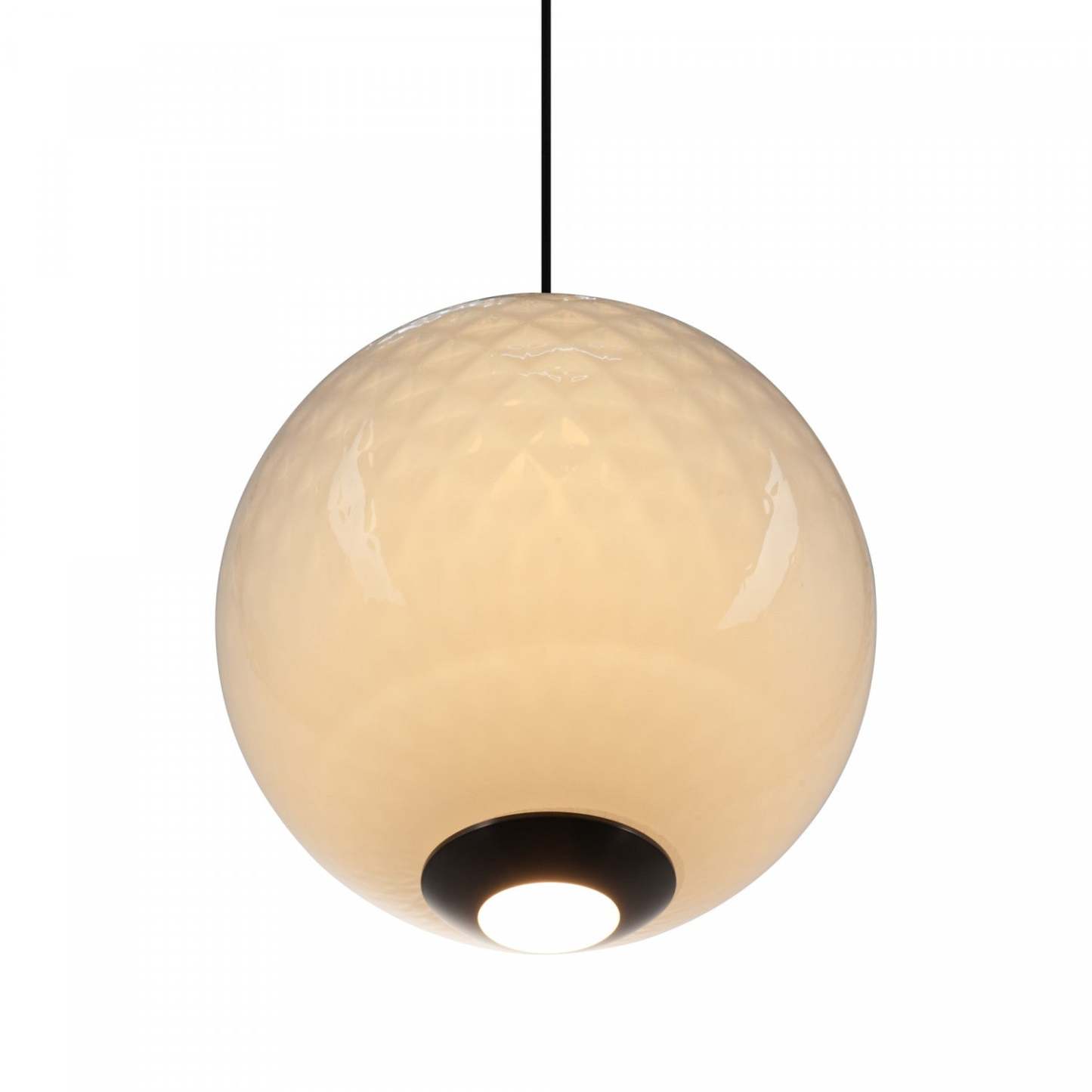Suspension LED intégrée Celeste 12, blanche avec lampe en verrerie diamant | Suspension A Del Integrees Celeste De 12 po, Blanche Avec Verre Diamante