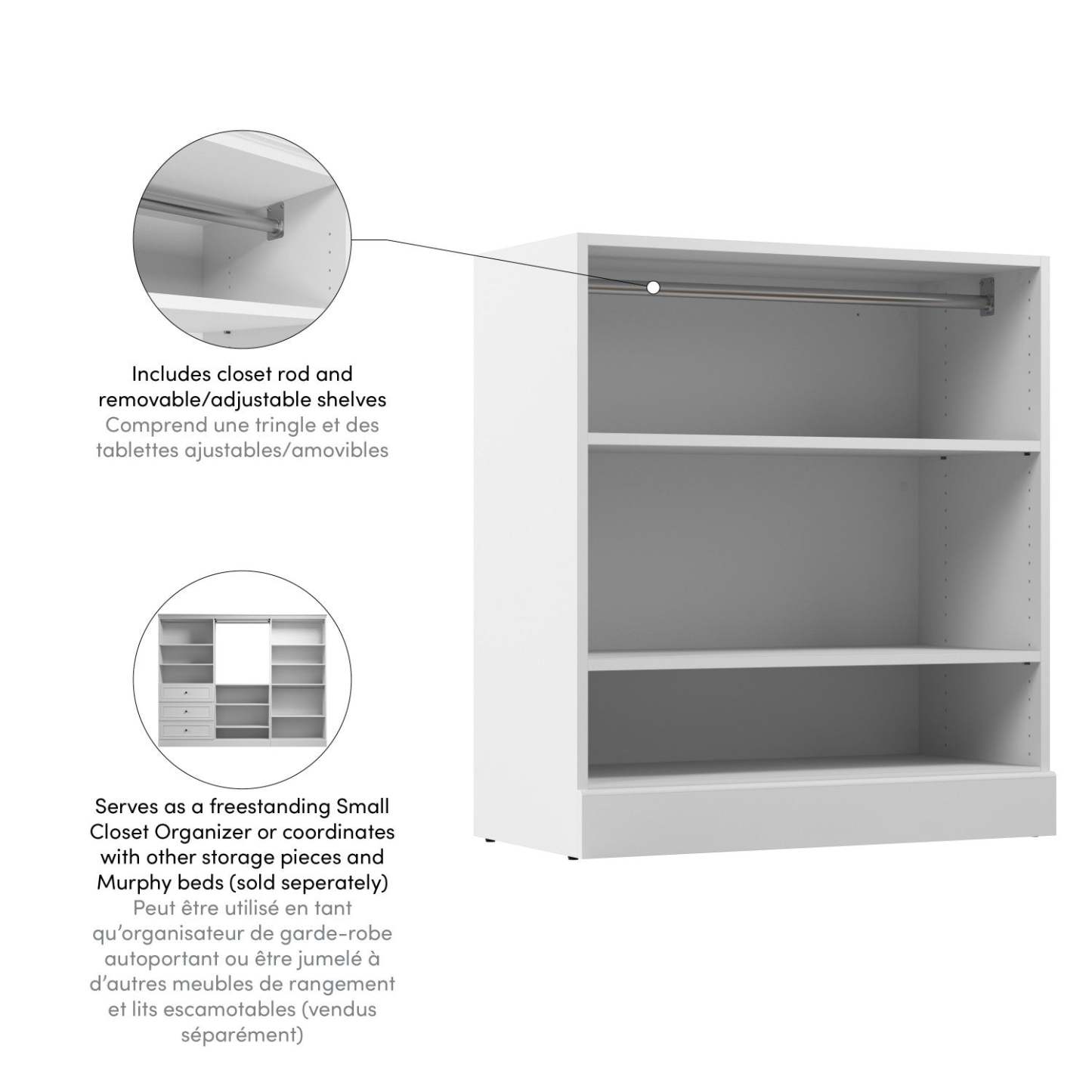 Bestar Versatile 36 W Small Closet Organizer - Blanc|Petit organisateur de garde-robe Versatile de Bestar de 36 po (L) - blanc
