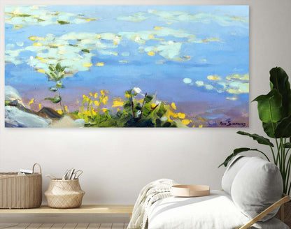 Œuvre d'art murale géante « Little Lily Sunday » 72 x 36