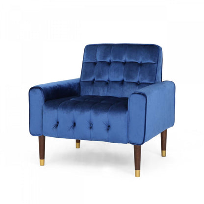 Henley Fauteuil d'appoint moderne avec dossier capitonné, revêtement en polyester, fauteuil d'appoint bleu | Henley Fauteuil D'appoint Moderne Avec Dossier Capitonne, Revetement En Polyester, Bleu