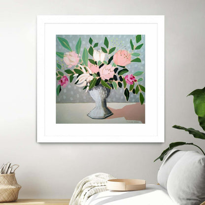 Spring Florals 1 Matted and Framed White 36x36 Wall Art|Œuvre d'art murale encadrée blanche et mate « Spring Florals 1 » 36 x 36