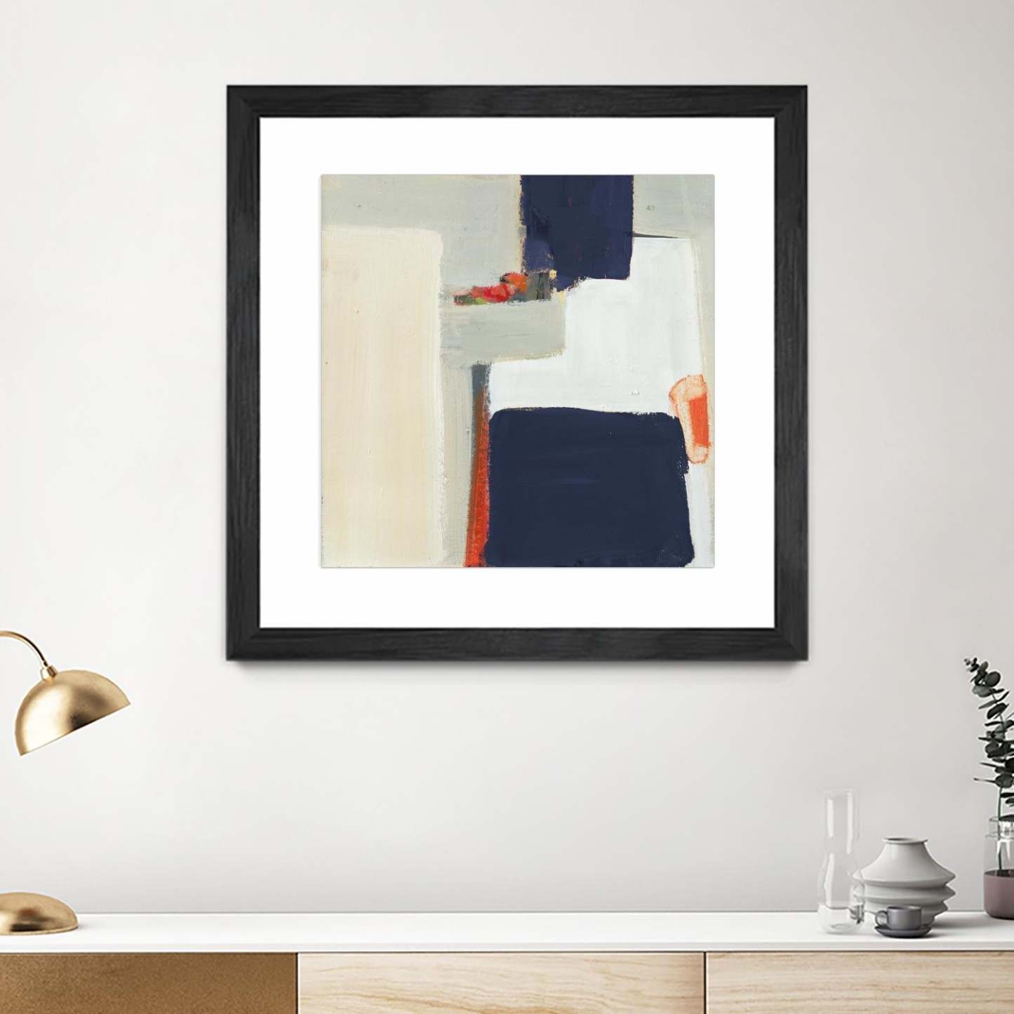 Œuvre d’art murale encadrée noire et mate « Bay Bridge V1 » 30 x 30