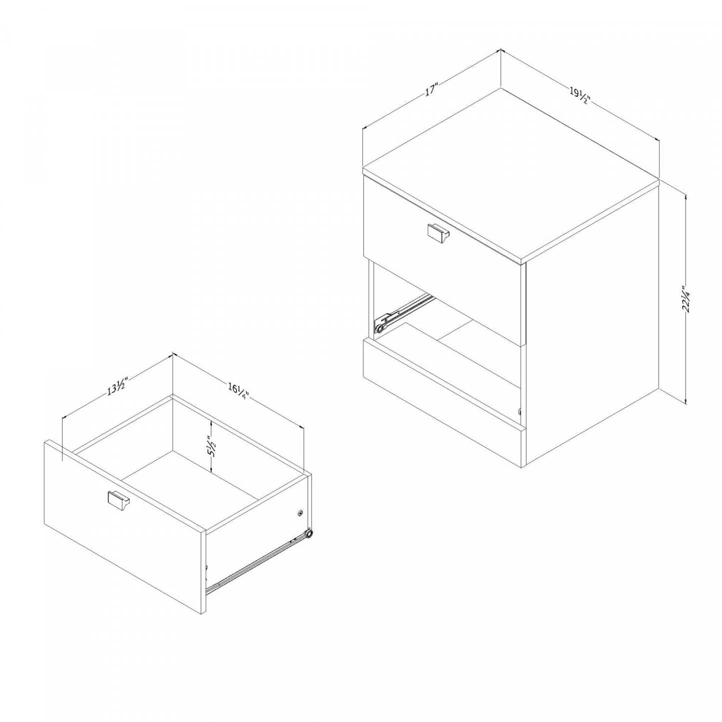 Table de nuit à 2 tiroirs Spark - Blanc pur | Table de nuit Spark à 2 tiroirs - blanc solide