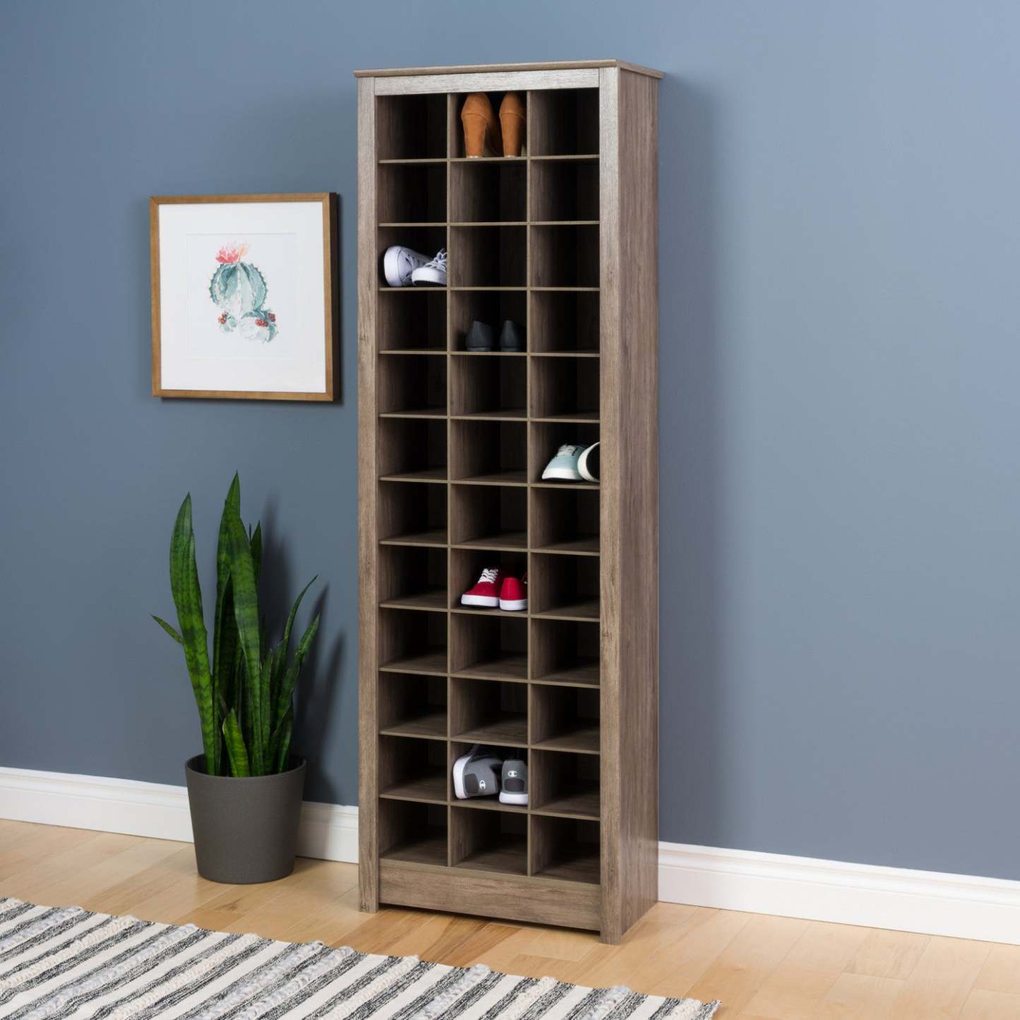 Thirty-Six Pair Shoe Storage Rack - Drifted Grey|Support de rangement pour 36 paires de chaussures - gris délavé