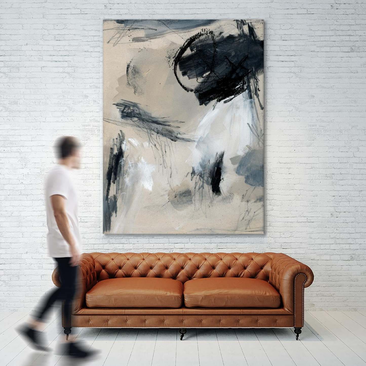 Œuvre d'art murale géante « Scribble Abstract I » 72 x 54