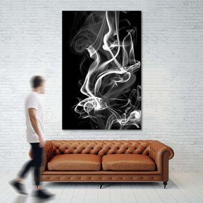 Œuvre d'art murale géante « Black Smoke Abstract » 72 x 48
