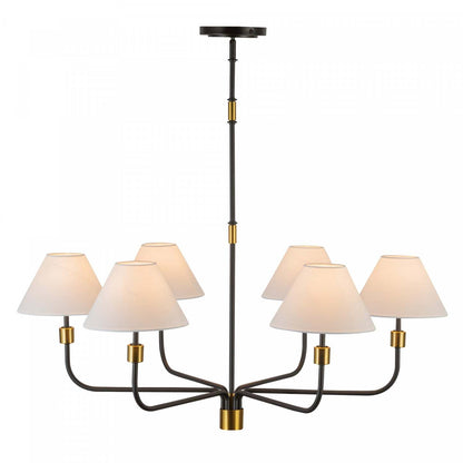 Providence 6 Light Chandelier, Black, Brushed Brass Lamp | Lustre A 6 lampes Providence, Noir, Laiton Brosse