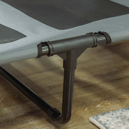 Pawhut Lit Élevé Refroidissant Pour Animal Domestique Lit Pour Chien Portable Avec Auvent Pour Chiens De Grande Taille, Intérieur &amp; Extérieur