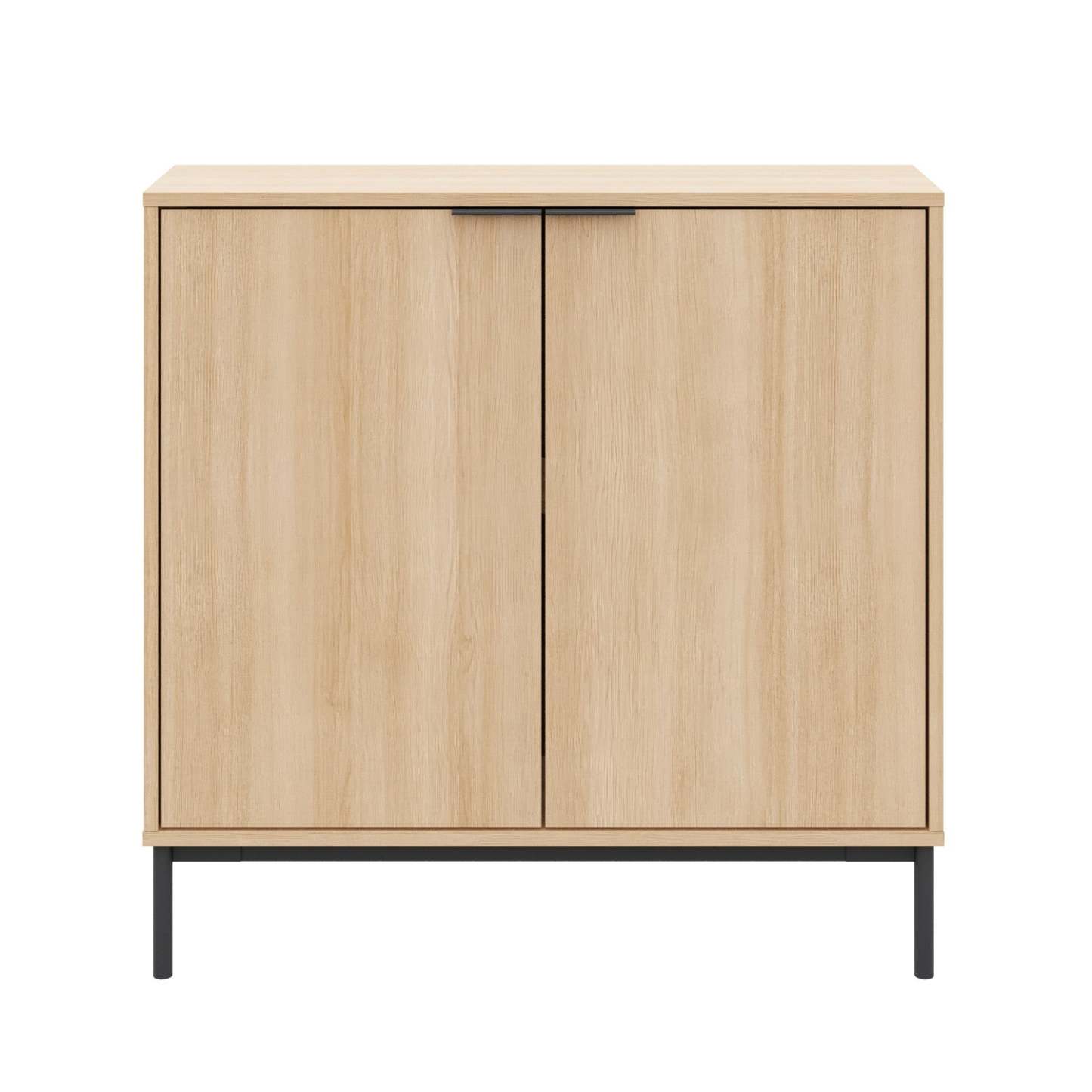 Armoire d'appoint console de rangement à 2 portes Nordika Slim - Chêne blond naturel | Armoire décorative de rangement mince Nordika à 2 portes - chêne blond naturel