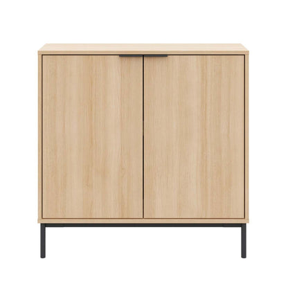 Armoire d'appoint console de rangement à 2 portes Nordika Slim - Chêne blond naturel | Armoire décorative de rangement mince Nordika à 2 portes - chêne blond naturel