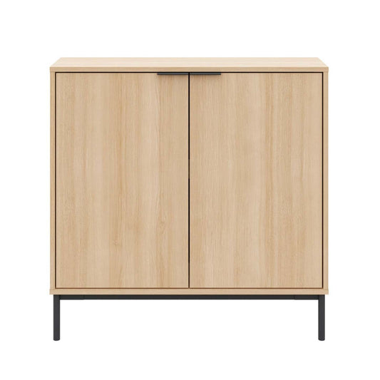 Armoire d'appoint console de rangement à 2 portes Nordika Slim - Chêne blond naturel | Armoire décorative de rangement mince Nordika à 2 portes - chêne blond naturel