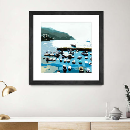 Boats Matted and Framed Black 36x36 Wall Art|Œuvre d’art murale encadrée noire et mate « Boats » 36 x 36