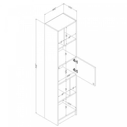 Liora Bibliothèque Étroite 5 Tablettes - Blanc Pur | Liora 5-shelf Narrow Bookcase - Pure White