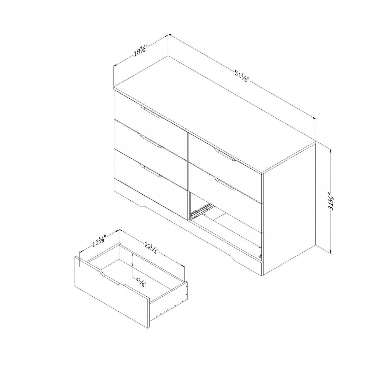 Holland 6-Drawer Dresser - Chêne Noir|Commode Holland à 6 tiroirs - chêne noir