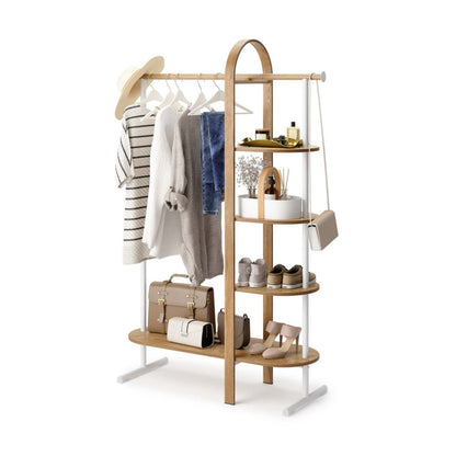 Umbra Modern Wood Bellwood Garment Rack Coat Rack - White and Natural|Portemanteau et support à vêtements modernes Bellwood de Umbra en bois - blanc et naturel