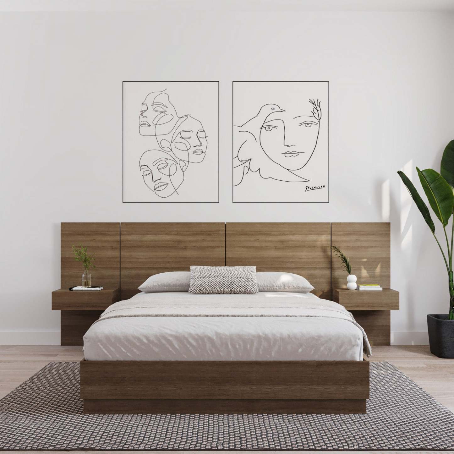 Nordika Milano Floating Nightstand Extension Panel Set Of 2 - Brown Oak|Ensemble 2 panneaux d'extension pour table de nuit flottante Milano Nordika - chêne brun