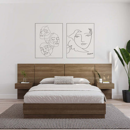 Nordika Milano Floating Nightstand Extension Panel Set Of 2 - Brown Oak|Ensemble 2 panneaux d'extension pour table de nuit flottante Milano Nordika - chêne brun